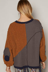 POL Color Block Half Zip Dropped Shoulder Sweatshirt OutfitFlow